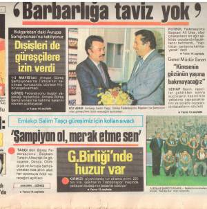 GÜNEŞ SALİM TAŞCI GÜREŞİMİZ İÇİN KOLLARI SIVADI 03.04.1987